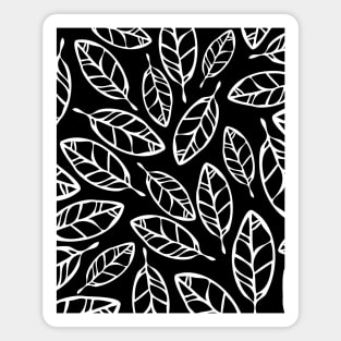 Black with white leaves simple design Magnet